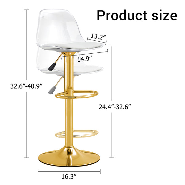 English Elm Modern Swivel Barstools Set of 2 with Clear Pet Back and Padded Pu Seat W1151P192280