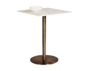 Sunpan Enco Bar Table - Stunning Art Deco Design with Solid Carrara Marble Top and Antique Gold Base Elegance Square - 32W x 32D x 41.5H