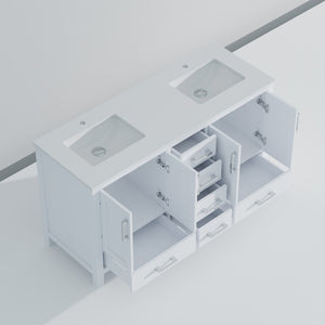 English Elm White Double Bath Vanity With Cultured Marble Top - Elegant Design & Ample Storage, 60" W X 22" D B2731P259073-GIGA