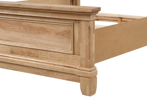 English Elm Bedroom Wooden Queen Bed with High Panel Headboard, Gold Trim Accent, Modern Luxury Design Natural,Oak 26 L x 87 W x 6 H B2741S00737