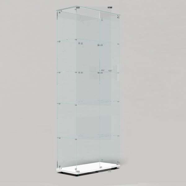 English Elm Tempered Glass Display Cabinet With Bluetooth Led Lights, Lockable Door, & Smooth Rolling Casters W3155S00010-GIGA