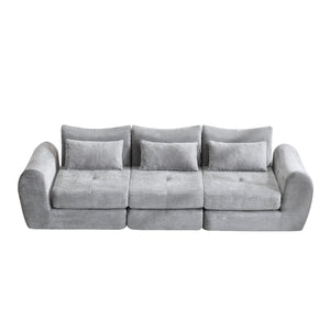 English Elm Modular Cloud Sectional Sofa Bed with Flannelette Upholstery for Flexible Living Grey W1829S00076