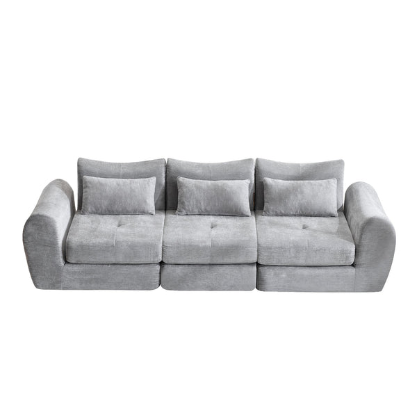 English Elm Modular Cloud Sectional Sofa Bed with Flannelette Upholstery for Flexible Living Grey W1829S00076