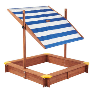 English Elm Kids Cedar Sandbox with Adjustable Canopy Corner Seating Outdoor Backyard Play D720094431