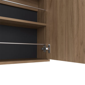 English Elm Wall Mounted Shoe Rack with Mirror Chimg Macadamia Beige — Space-Saving 10-Pair Organizer, 54.3" H B092P309187