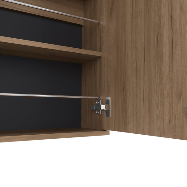 English Elm Wall Mounted Shoe Rack with Mirror Chimg Macadamia Beige — Space-Saving 10-Pair Organizer, 54.3" H B092P309187