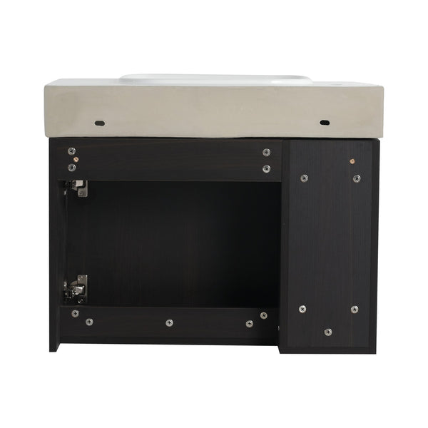 English Elm 26'' Wall-Mounted Bathroom Vanity with Glossy White Ceramic Sink, Soft-Close Door & Waterproof Finish Dark Oak W999P310759
