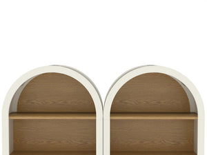 English Elm Arched Bookcase Set of 2 Three Tier Mdf Shelving with Warm Woodgrain Accent W2557P475972