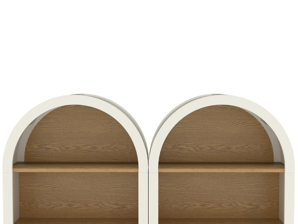 English Elm Arched Bookcase Set of 2 Three Tier Mdf Shelving with Warm Woodgrain Accent W2557P475972