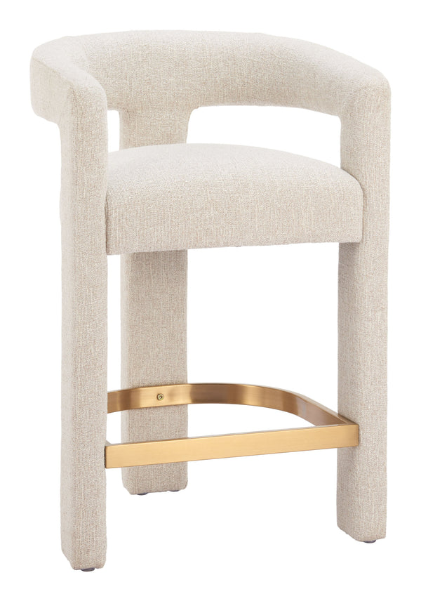 Zuo Modern Saiko Counter Stool Beige - Modern Boho-inspired Design In Premium Fabric For Versatile Elegance Beige 100% Polyester,Plywood,Steel 110649-zuo-modern