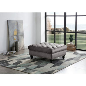 English Elm Elegant Velvet Seating Ottoman with Spacious Cozy Seat, Timeless Design, Easy-Care Luxury for Homes Dark Gray 14 L x 36 W x 36 H B078107871