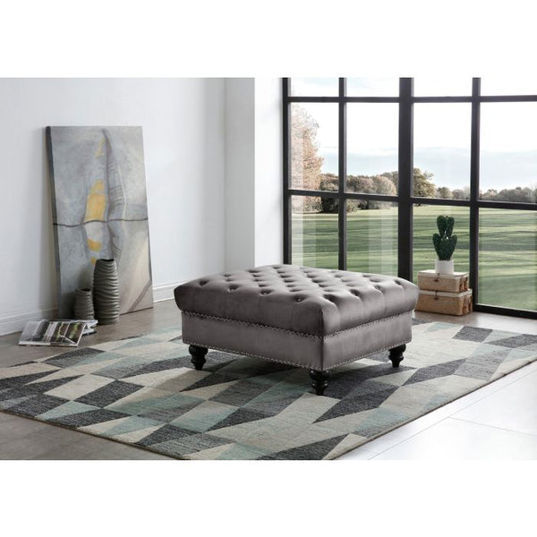 English Elm Elegant Velvet Seating Ottoman with Spacious Cozy Seat, Timeless Design, Easy-Care Luxury for Homes Dark Gray 14 L x 36 W x 36 H B078107871