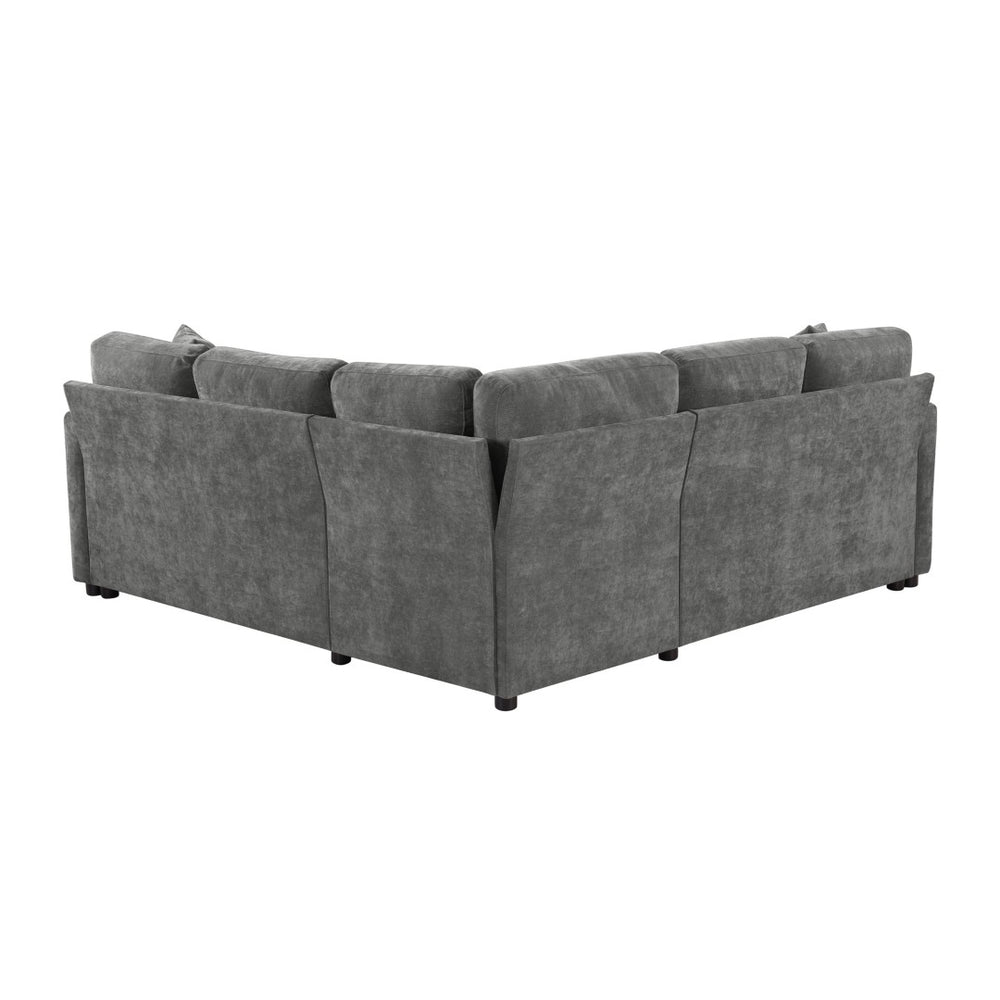 English Elm Sectional Sofa Bed - Versatile L-Shaped Chenille Sofa With Sleeper, Hidden Storage & Pillows, Gray N719S002070E-GIGA