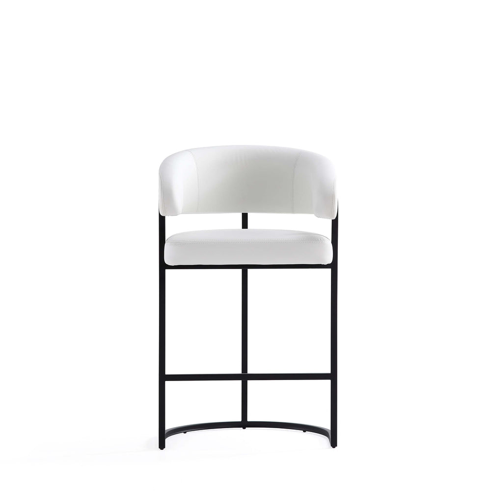English Elm Augusta Modern Leatherette Upholstered Counter Stool with Geometric Metal Base, Commercial Grade Durability White B365P398038
