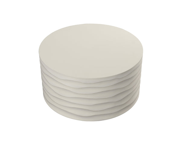 Sunpan Corey Round Coffee Table - Handcrafted Concrete with Brass Accents for Stylish Indoor & Outdoor Spaces Large - 32W x 32D x 16H