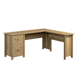 English Elm L-Shaped Desk In Warm Brown Finish - Spacious Workspace With Smart Storage & Cable Management Solutions B356P354482