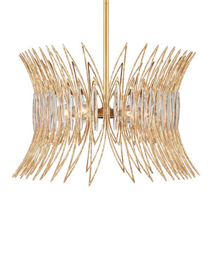 Currey & Company Marquise Oval Gold Chandelier - Elegant Mid-century Design With Leaf Motifs And Dimmable Lighting Gold Glass ,Wrought Iron 9000-1286-currey-company