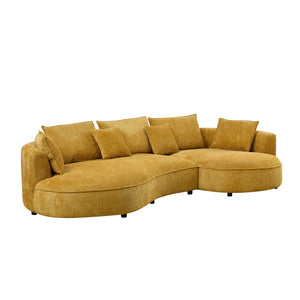 English Elm Oversized Boucle Cloud Sectional with Right Chaise Five Seat Curved Living Room Sofa W876S00321