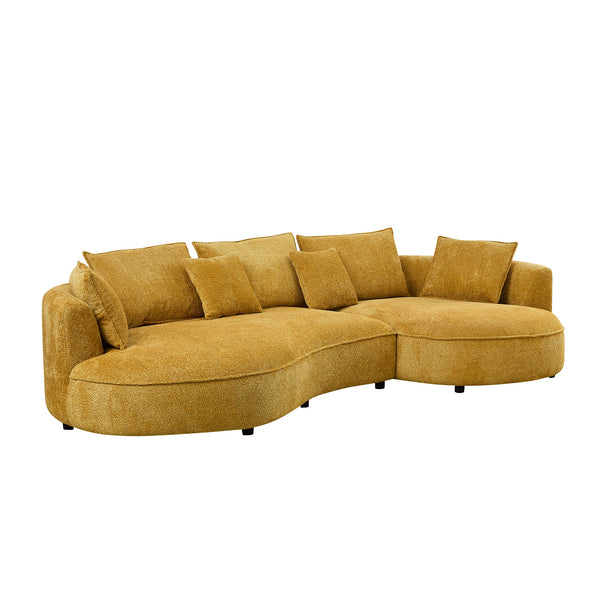 English Elm Oversized Boucle Cloud Sectional with Right Chaise Five Seat Curved Living Room Sofa W876S00321