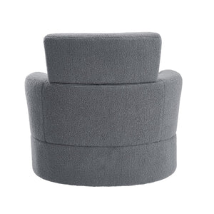 English Elm 360° Swivel Chair - Cozy Berber Fleece Barrel Accent Chair With Adjustable Headrest For Any Space N719P272676E