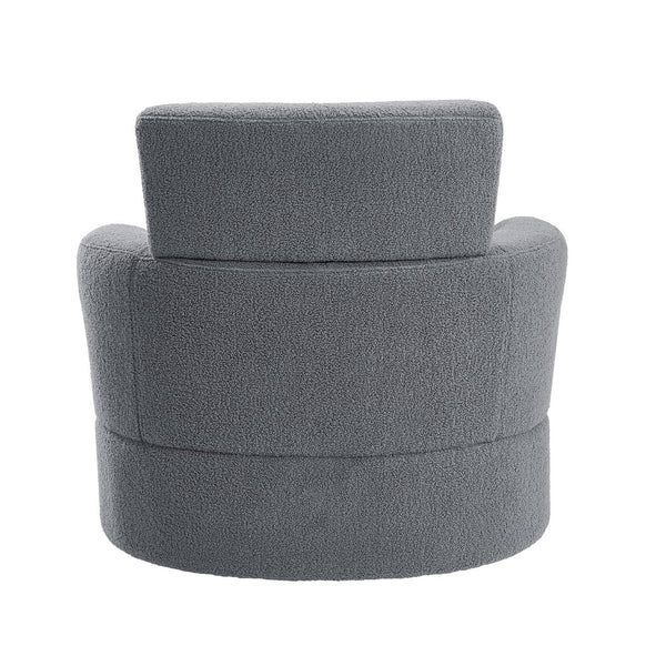 English Elm 360° Swivel Chair - Cozy Berber Fleece Barrel Accent Chair With Adjustable Headrest For Any Space N719P272676E