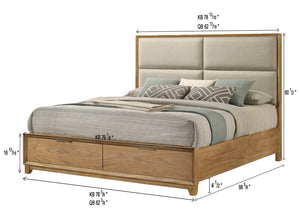 English Elm 1Pc Queen Storage Platform Bed With Plush Headboard & Hidden Footboard Drawers - Stylish Wood Design B2741S00701