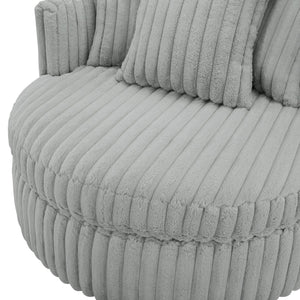 English Elm Mindy Ultra Plush Oversized Swivel Barrel Chair in Grey — Wide-Wale Cord Fabric, Fully Assembled Comfort B050P390589