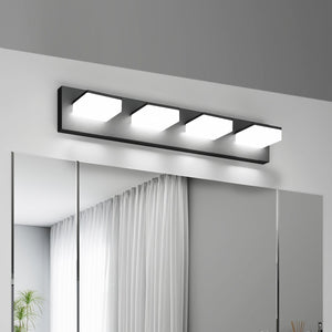 English Elm Led Modern Bathroom Vanity Light Fixture - 4-Light Matte Black Acrylic Design With Dimmable Control W2312P374939