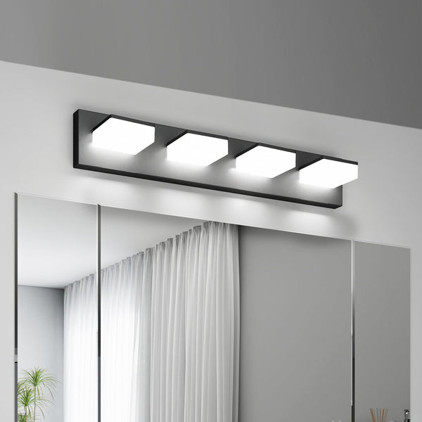 English Elm Led Modern Bathroom Vanity Light Fixture - 4-Light Matte Black Acrylic Design With Dimmable Control W2312P374939