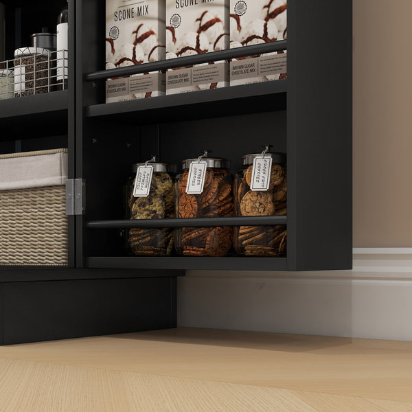English Elm HOMCOM 41" Kitchen Pantry Storage Cabinet with 5-Tier Shelves, 12 Door Racks, Anti-Tip Straps, Sleek Design Black W2225P229097