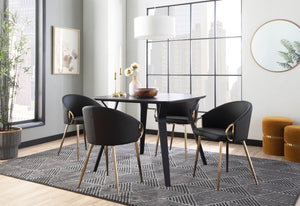 English Elm Chair with Silver Metal Frame and Padded Faux Leather Seat for Modern Dining Spaces Black B202P471295