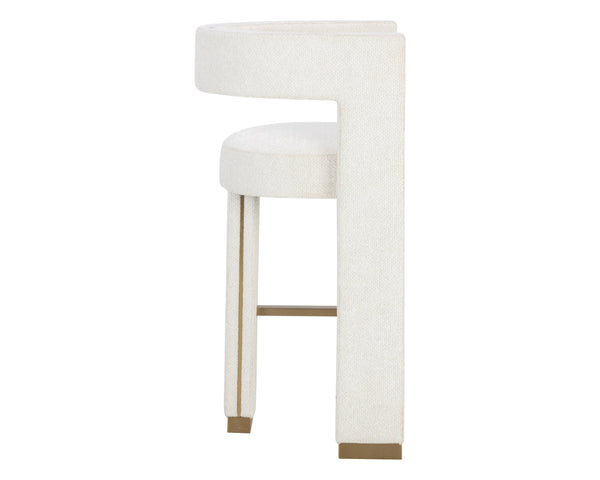 Sunpan Adamina Contemporary Barstool with Gold Stainless Steel Legs and Performance Fabric for Style Bar Height