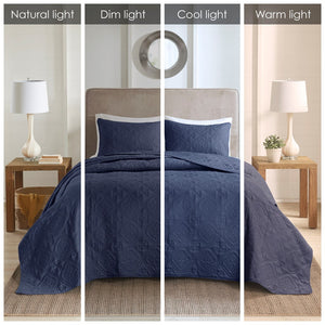 English Elm 3 Reversible Bedspread Set Full/Queen Soft Microfiber Comforter with Plush Polyester Fill, Cozy Layering, Durable Finish Navy 13.39 L x 15.35 W x 11.81 H B035P148229