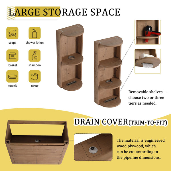 English Elm 40'' Freestanding Bathroom Vanity With Glossy Ceramic Sink, Soft-Close Doors & Ample Storage Rack W999S00405