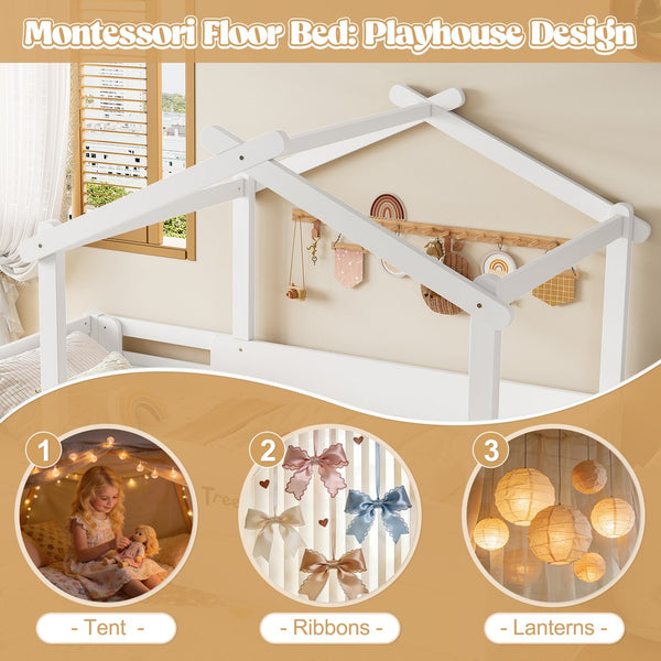 English Elm Twin Low Loft Bed Solid Pine Frame with Built-in Led Lighting and Storage Shelves Light White W1580P396332