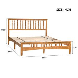 English Elm Queen Solid Wood Platform Bed Clean Lined Headboard No Box Spring Needed W1917P170227