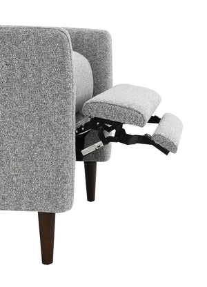 English Elm Pushback Psyche Manual Recliner High Back Channel Tufting Linen-Look Gray Leatherette, Espresso Legs B2741P397646