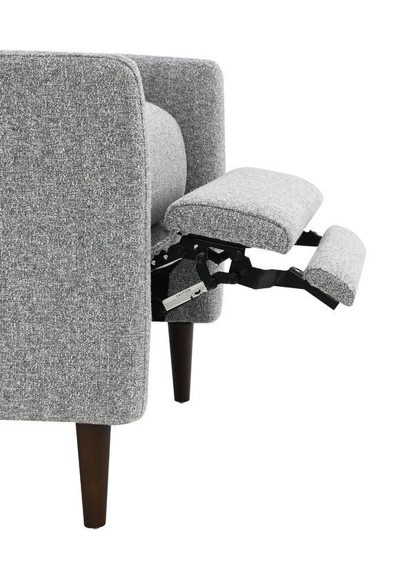 English Elm Pushback Psyche Manual Recliner High Back Channel Tufting Linen-Look Gray Leatherette, Espresso Legs B2741P397646