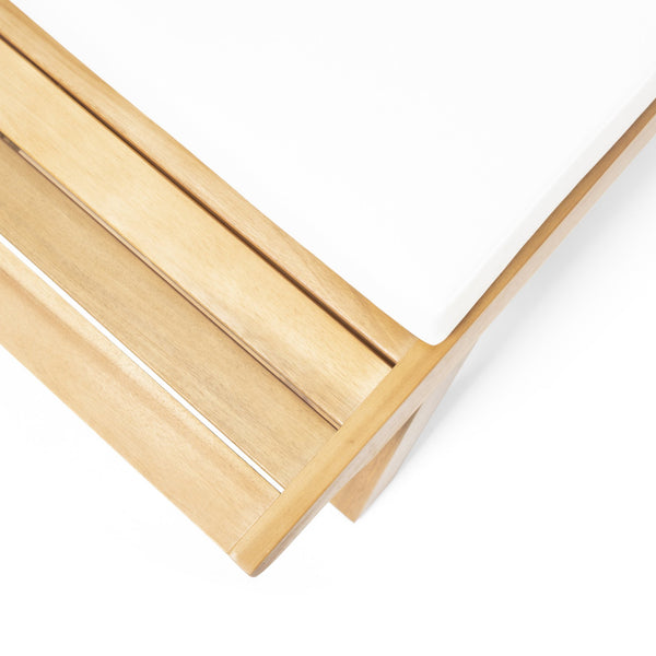 English Elm Christopher Knight Home® - SEDONA Acacia Wood Loveseat with Water-Resistant Cushions and Wide Seat Panel for Outdoor Comfort Teak 68.5 L x 32 W x 11.25 H 63745.00WHI