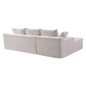 English Elm 94.5" Jumbo Corduroy Cloud Sectional Deep Seat L-shape Sofa for Living Room W5515P495014