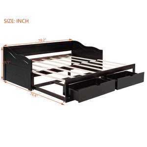 English Elm Wooden Twin Daybed with Pull Out Trundle and Dual Storage Drawers for Guest Rooms Espresso LP000519AAP-1