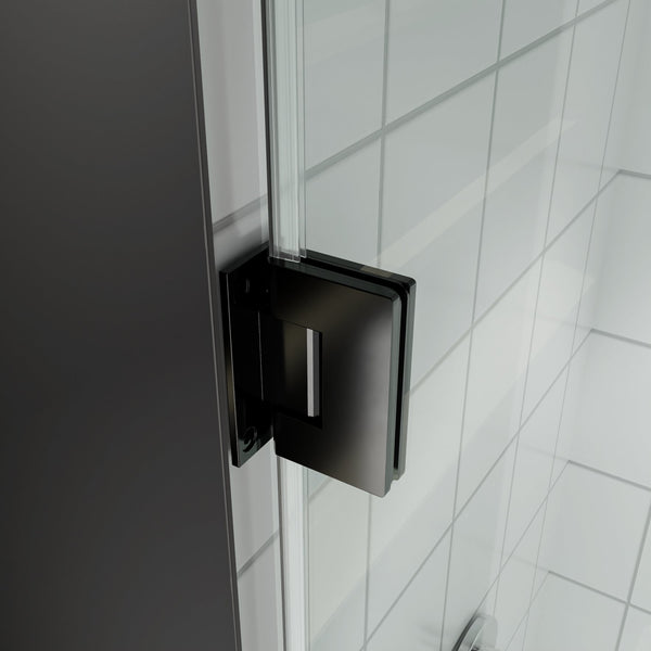 English Elm 28" Frameless Pivot Shower Door Tempered Glass Matte Black Hinged Spa Bath W637P348845