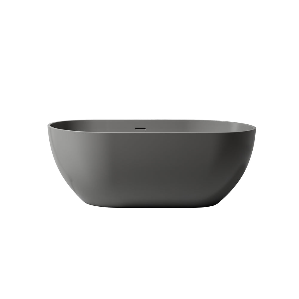 English Elm 59 Inch Freestanding Stone Resin Soaking Tub Sculptural Matte Spa Bath Design T3785P353961
