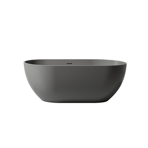 English Elm 59 Inch Freestanding Stone Resin Soaking Tub Sculptural Matte Spa Bath Design T3785P353961