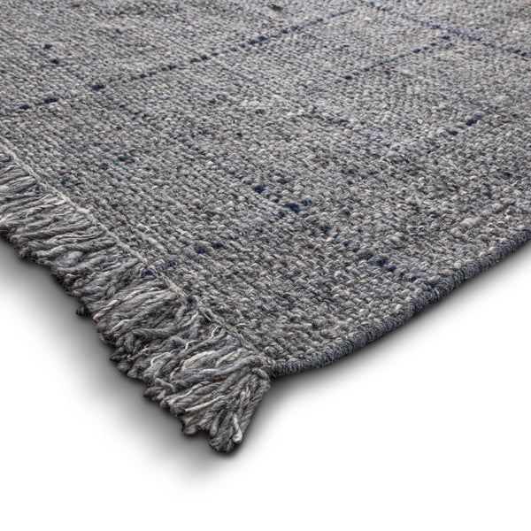 English Elm Tenney Handwoven 8x10 Wool Area Rug in Grey & Blue with Hand-Knotted Fringe, Durable, Plush B136P188399