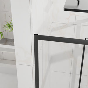 English Elm Goodyo Corner Sliding Shower Enclosure Matte Black Aluminum Clear Tempered Glass D163121902