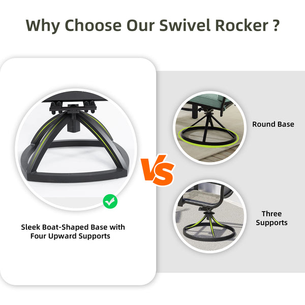 English Elm Modern Outdoor Sintered Stone Dining Set for Six with Swivel Rockers Sunbrella Cushions W1886S00020