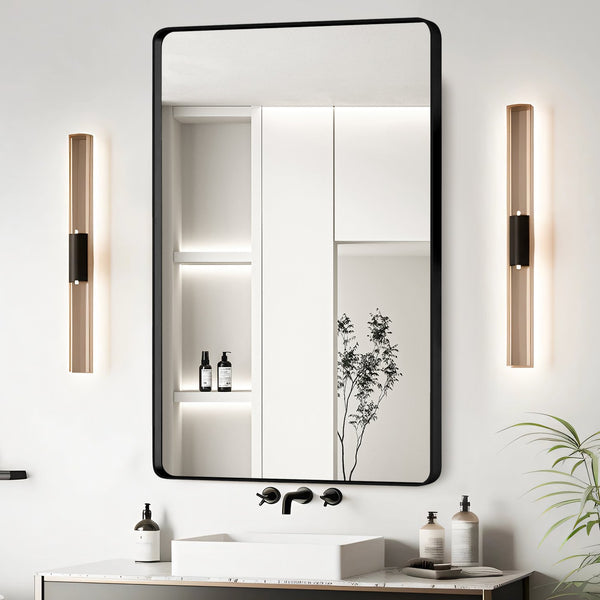English Elm 23x30 Black Aluminium Frame Mirror – Tempered Glass, Anti-Rust Frame, Explosion-Proof Membrane, Easy Hang T3757P347033