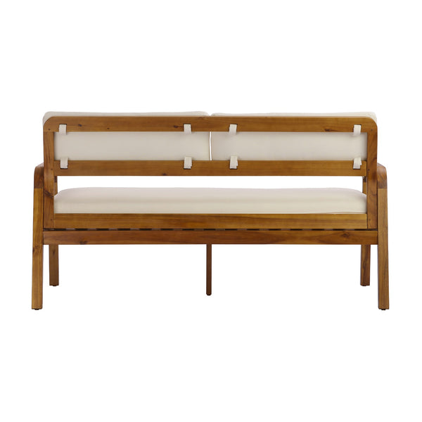 English Elm 2-pieces Outdoor Acacia Wood Loveseat and Coffee Table Set with Water-resistant Cushions N768P382499T