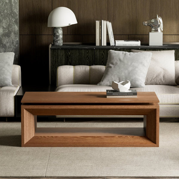 English Elm 43.3'' Wood Veneer Lift Top Coffee Table with Hidden Storage for Living Room Walnut W1435P453255